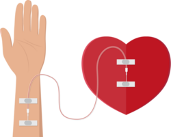 Bag with blood and hand of donor png