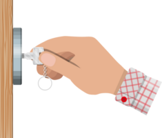 sleutel in hand- opent houten deur png