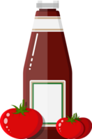 Glass bottle of traditional tomato ketchup png