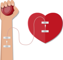 Bag with blood and hand of donor png