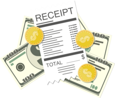 Money cash and receipt png