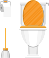 Toilet, paper and brush png