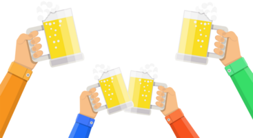 People holding beer glasses and clinking png