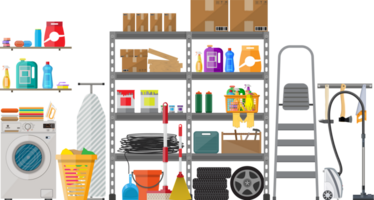 Interior of modern storeroom png