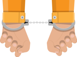 Human hands in silver handcuffs png