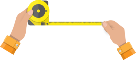 Mens hands hold measuring tape png