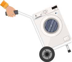 Metallic hand truck with washing machine png