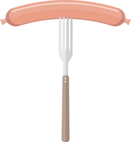 gegrillt oder gekocht Würstchen auf Gabel png