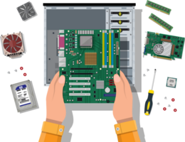 assemblaggio pc, personale computer hardware png