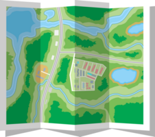 Folded paper city map icon png