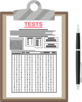 klembord met tentamen test antwoord vel en pen png