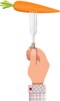 Carrot vegetable on fork in hand png