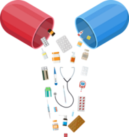 Capsule with different pills and medical devices png