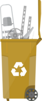 Trash recycle bin for garbage full of metal things png