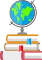 Globe, pile of books png