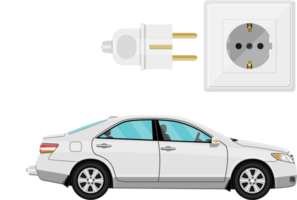 Electric Vehicle car with plug png