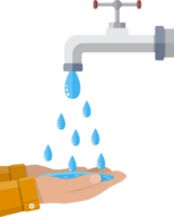 Hands under falling water out of tap png