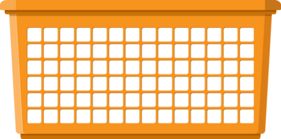 Empty orange household plastic basket png