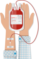 Bag with blood and hand of donor png