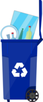 Recycle bin for garbage full of glass png