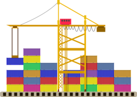 Cargo port container crane and colorful containers png