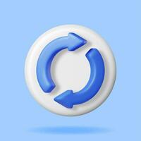 3D Synchronization Icon Isolated. Render Sync Sign in Round Shape. Cloud Computing or Refresh, Restart, Recycle, Reset Symbol. Vector Illustration