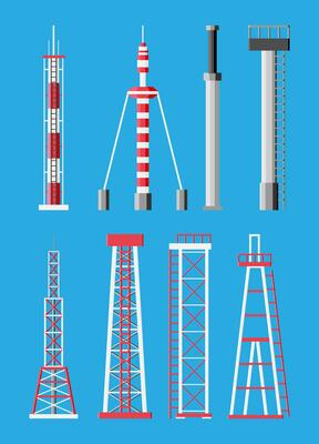 Transmission Cellular Tower Antenna. Network Broadcast Equipment Isolated. Broadcasting, Internet, Television Cell Station. 4G 5G. Satellite Communication Antenna. Flat Vector Illustration