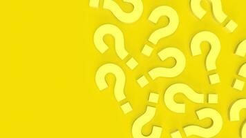 The yellow question mark for abstract background  3d rendering. photo
