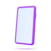 3d Realistic Smartphone with Empty Screen. Side View Smart Phone Mockup Render. 3D Telephone Purple Color. Modern Mobile Gadget Device Icon. Vector Illustration