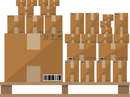 Wooden pallet with cardboard boxes png