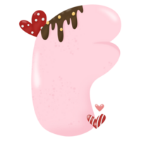 carino mano disegnato alfabeto lettera f con cuore di San Valentino giorno concetto png