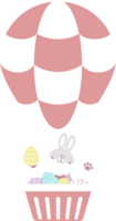 glücklich Ostern mit Hase Hase im heiß Luft Ballon und Ei, eben png transparent Element Charakter Design