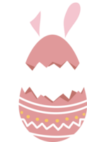 happy easter with bunny rabbit and egg, flat png transparent element character design