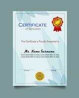 Certificate of achievement template set with gold badge and border, Appreciation and Achievement Certificate Template Design. Elegant diploma certificate template vector