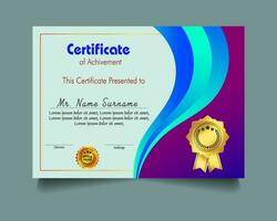 Certificate of achievement template set with gold badge and border, Appreciation and Achievement Certificate Template Design. Elegant diploma certificate template vector