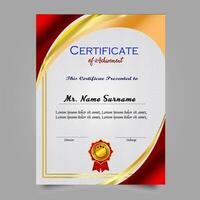 Certificate of achievement template set with gold badge and border, Appreciation and Achievement Certificate Template Design. Elegant diploma certificate template vector