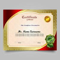 Certificate of achievement template set with gold badge and border, Appreciation and Achievement Certificate Template Design. Elegant diploma certificate template vector