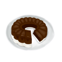 Illustration of a combination of milk chocolate pudding on a plate png