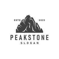 mountain rock peak logo simple design black silhouette natural stone brand template vector