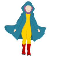 Illustration of walking girl in a raincoat png