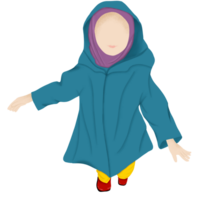 Illustration of a girl in a raincoat looking at the sky png
