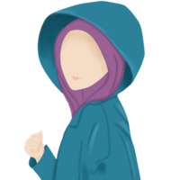 Illustration of Portrait a girl in a rain coat png