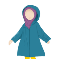 Illustration of a girl in a rain coat png