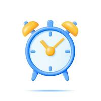 3D Simple Classic Round Wall Clock Isolated. Render Alarm Clock Icon. Measurement of Time, Deadline, Time-Keeping and Time Management Concept. Watch Symbol. Minimal Vector Illustration