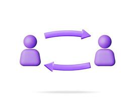 3D User Sync or Switch Symbol Isolated. Render User Exchange, Synchronization or File Transfer. User Profile with Arrows Icon. Employee Replacement or People Swap Position. Vector illustration