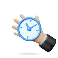 3D Analog Chronometer Timer Counter in Hand Isolated. Render Clock Stopwatch Icon. Measurement of Time, Deadline, Time-Keeping and Time Management Concept. Watch Symbol. Minimal Vector Illustration