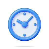 3D Simple Classic Round Wall Clock Isolated. Render Alarm Clock Icon. Measurement of Time, Deadline, Time-Keeping and Time Management Concept. Watch Symbol. Minimal Vector Illustration