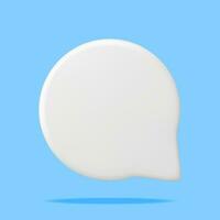 3D White Blank Speech Bubble Isolated. Rendering Chat Balloon Pin. Notification Shape Mockup. Communication, Web, Social Network Media, App Button. Realistic Vector Illustration