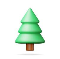 3D Abstract Christmas Tree Isolated. Render Spruce, Evergreen Tree Icon. Greeting Card, Festive Poster, Party Invitations Element. Christmas and New year. Cartoon Vector illustration