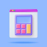 3D Modern Calculator Application Isolated. Mathematics Icon. Addition, Subtraction, Multiplication and Division Buttons. Arithmetic Operations. Financial Math Device Calculate. Vector Illustration